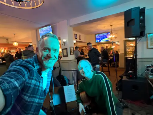 A selfie by the microphones
